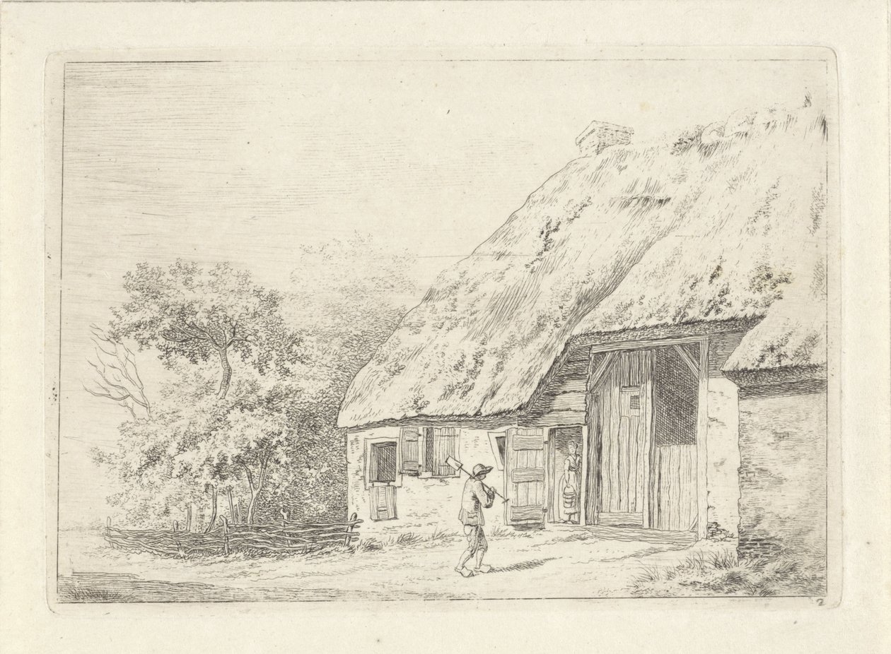 農場で鋤を持つ男 作： Johan Christiaan Willem Safft