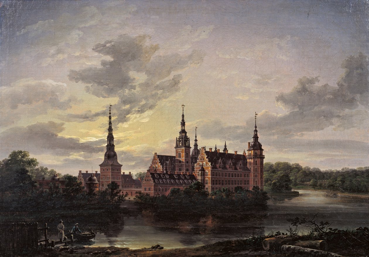 1817年、月明かりに照らされたフレデリクスボー城。 作： ヨハン・クリスチャン・ダール