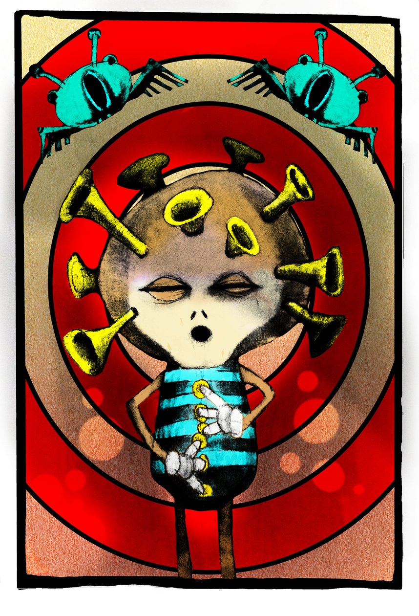 ジャズプレイヤー、2012年（イラスト） 作： ヨハン・リリヤ