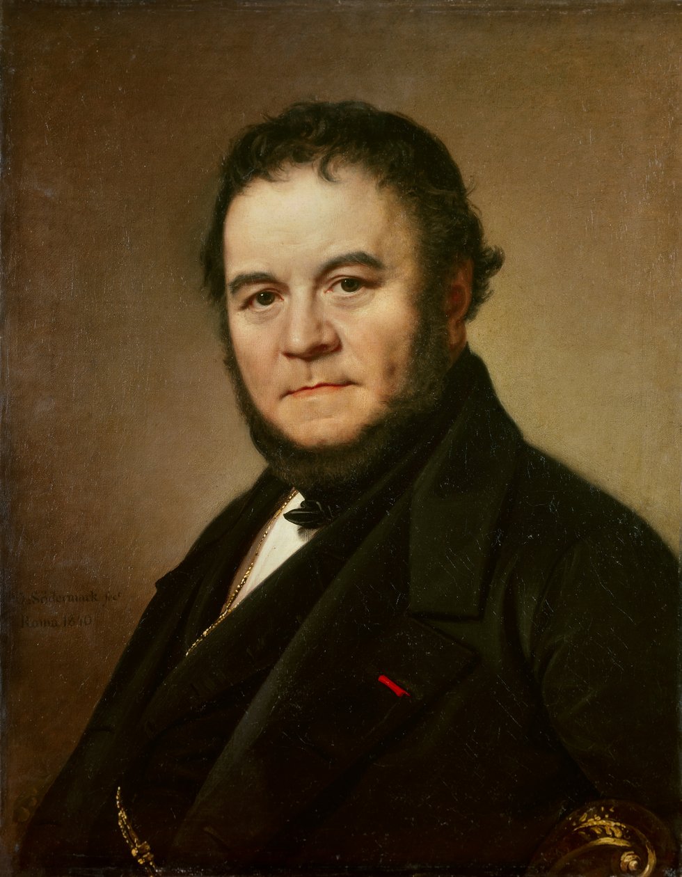 フランスの作家、アンリ・ベイユ・ディ・スタンダール（1783 - 1842）の肖像。スウェーデン派のヨハン・オラフ・ソーダーマルク（1790 - 1848）の絵画 作： ヨハン・オラフ・ソデルマルク