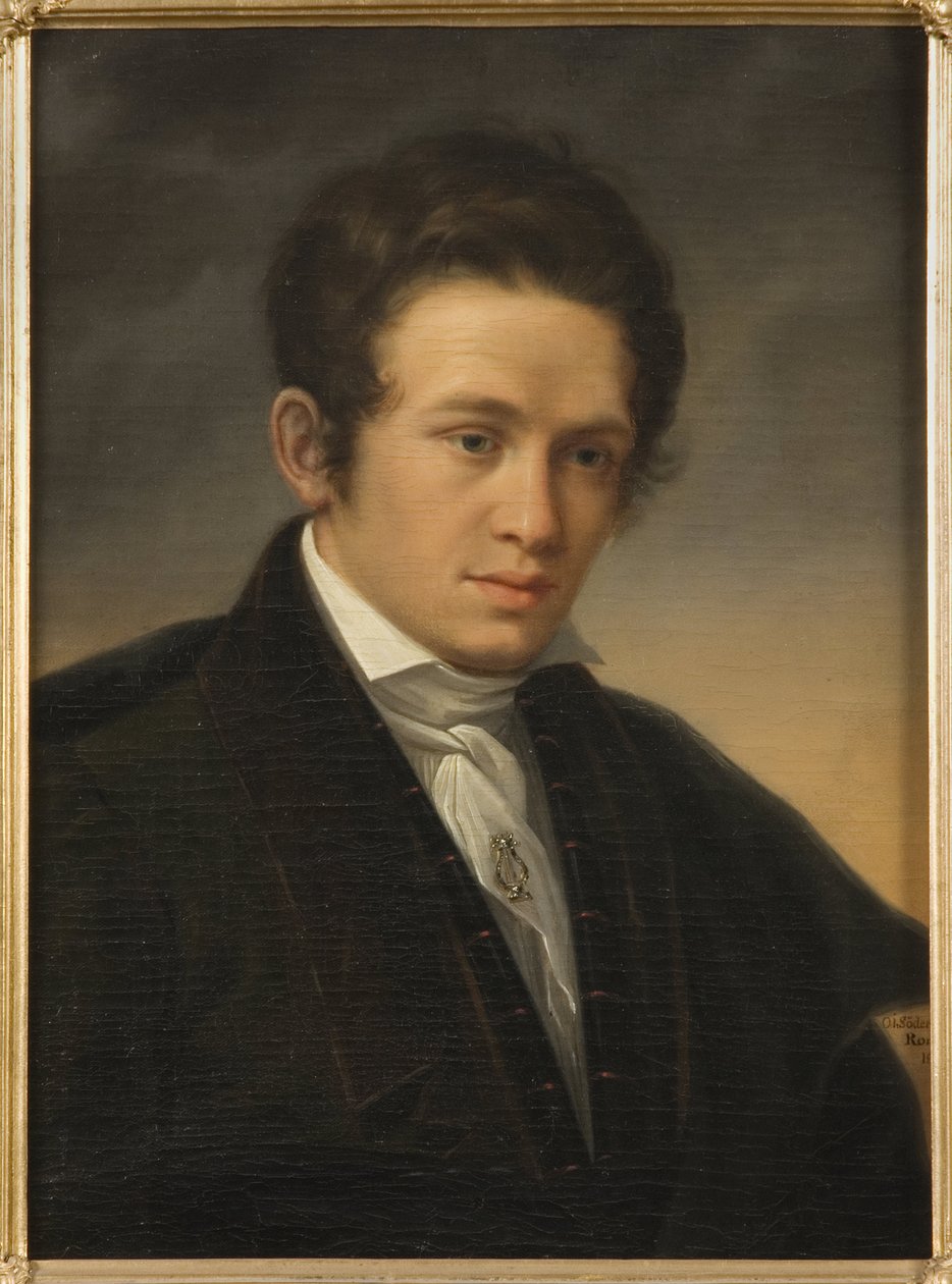 詩人カール・アウグスト・ニカンデル（1799-1839）の肖像、ソーダーマーク、オロフ・ヨハン（1790-1848）作。油彩・キャンバス 作： ヨハン・オラフ・ソデルマルク