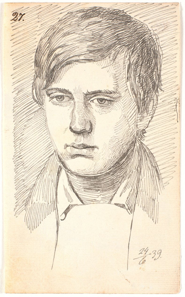 肖像画, の, a, 若者, １, 顔 作： ヨハン・トーマス・ランドバイ