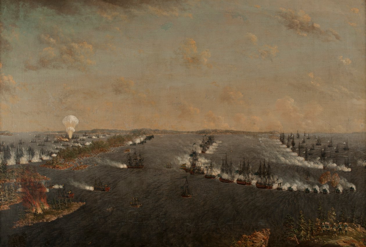 1789年8月24日のロチェンザルムの最初のロシア-スウェーデンの戦いc。 1790年。 作： ヨハン・ティートリッヒ・シュルツ