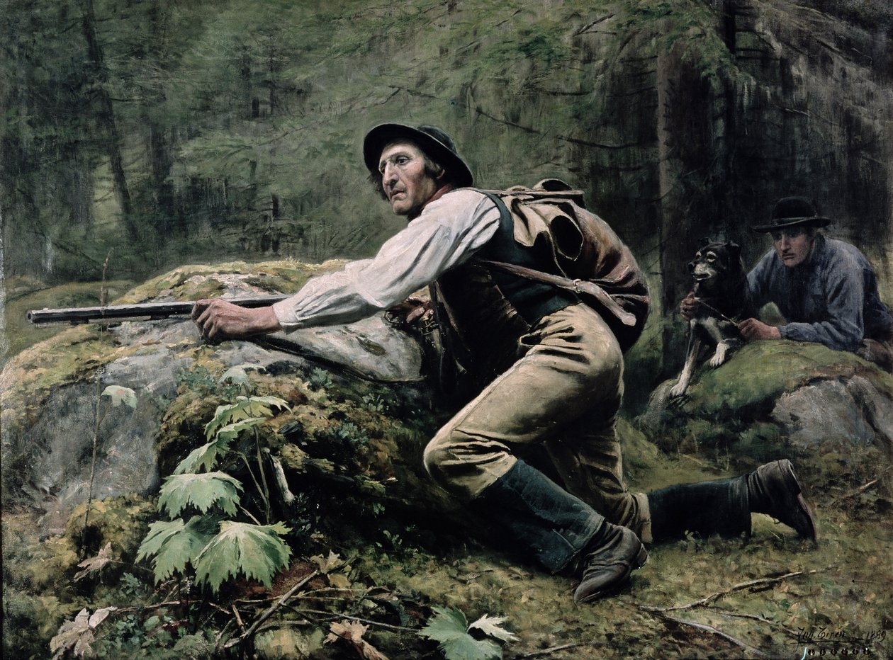 エルクハンティング、1889 作： ヨハン・ティレン