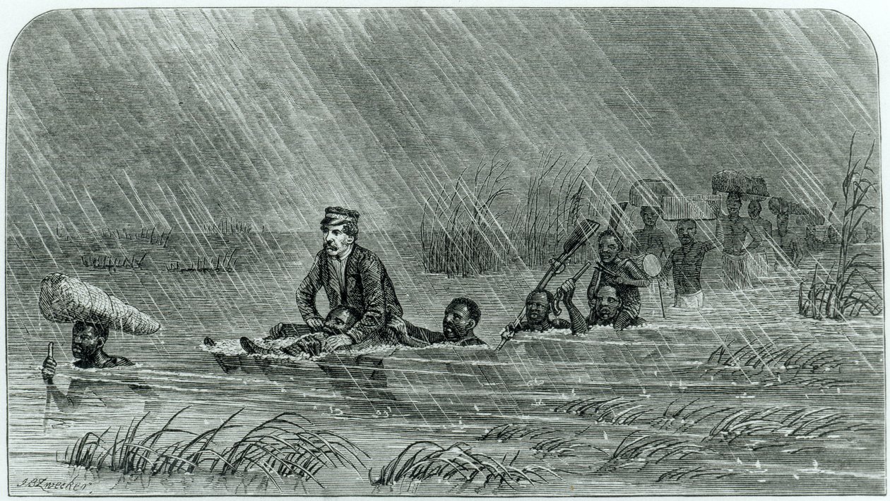 「主流はスシの口まで来た」、「1865年から彼の死までの中央アフリカのデビッドリビングストンの最後のジャーナル」から1874年に出版 作： ヨハン・バプテスト・ツウィッカー