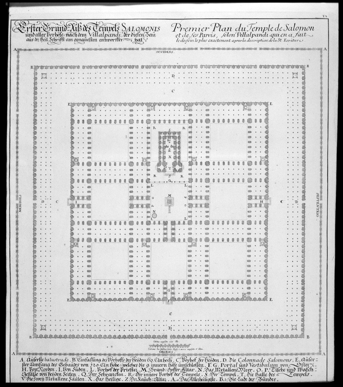 エルサレムのソロモン神殿の計画、「歴史的建造物の設計」、1721年 作： エルラッハのヨハン・ベルンハルト・フィッシャー