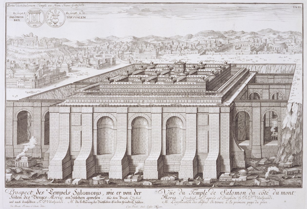エルサレムのソロモン神殿、「歴史的建造物案」、1721年 作： エルラッハのヨハン・ベルンハルト・フィッシャー