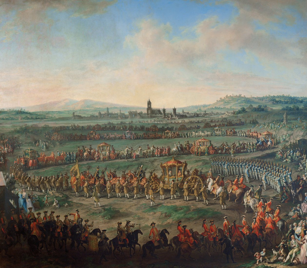 1764年3月29日、フランツ1世皇帝とその息子ヨセフ（2世）がフランクフルトに到着 作： ダリンのヨハン・ダリンジャー