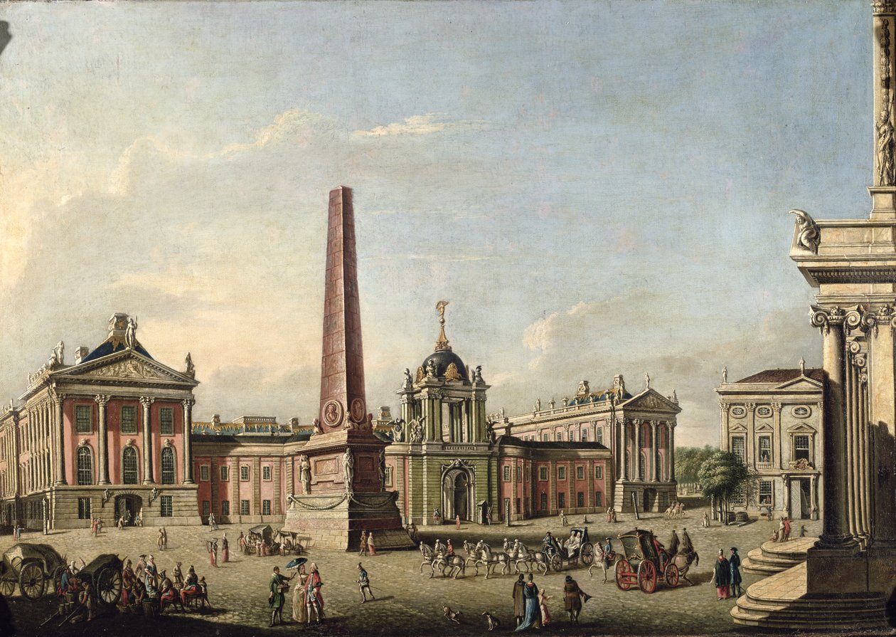 オールドマーケットとシュロスサンスーシの正門の眺め、1773年 作： ヨハン・フリードリヒ・マイヤー