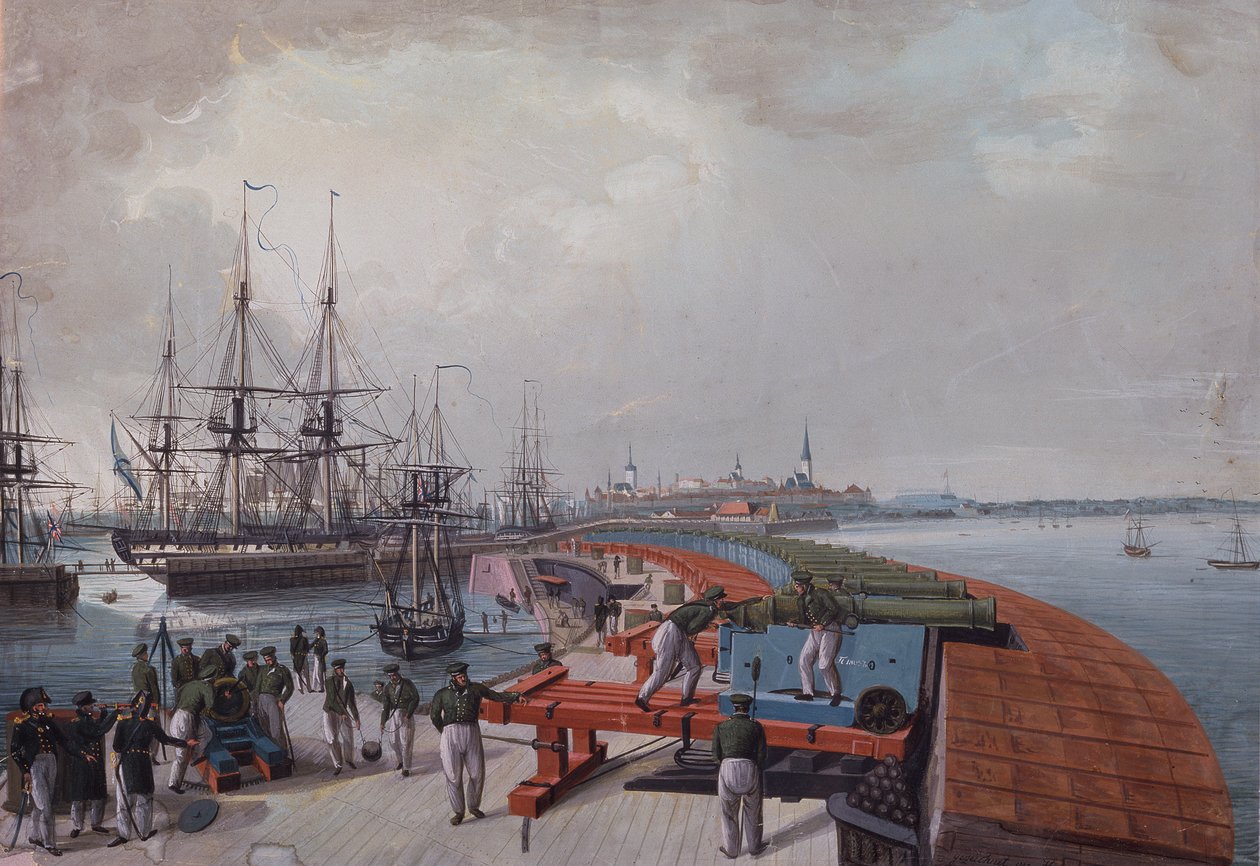1817年のレベル、港、ロシア沿岸大砲の眺め 作： ヨハン・ガウ
