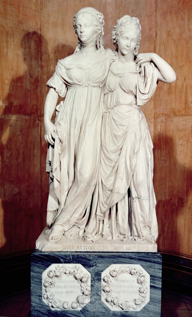 1795年のプロイセンのルイーズ王女（1776-1810）とフレデリカ（1778-1841）の二重像、大理石 作： ヨハン・ゴットフリート・シャドー