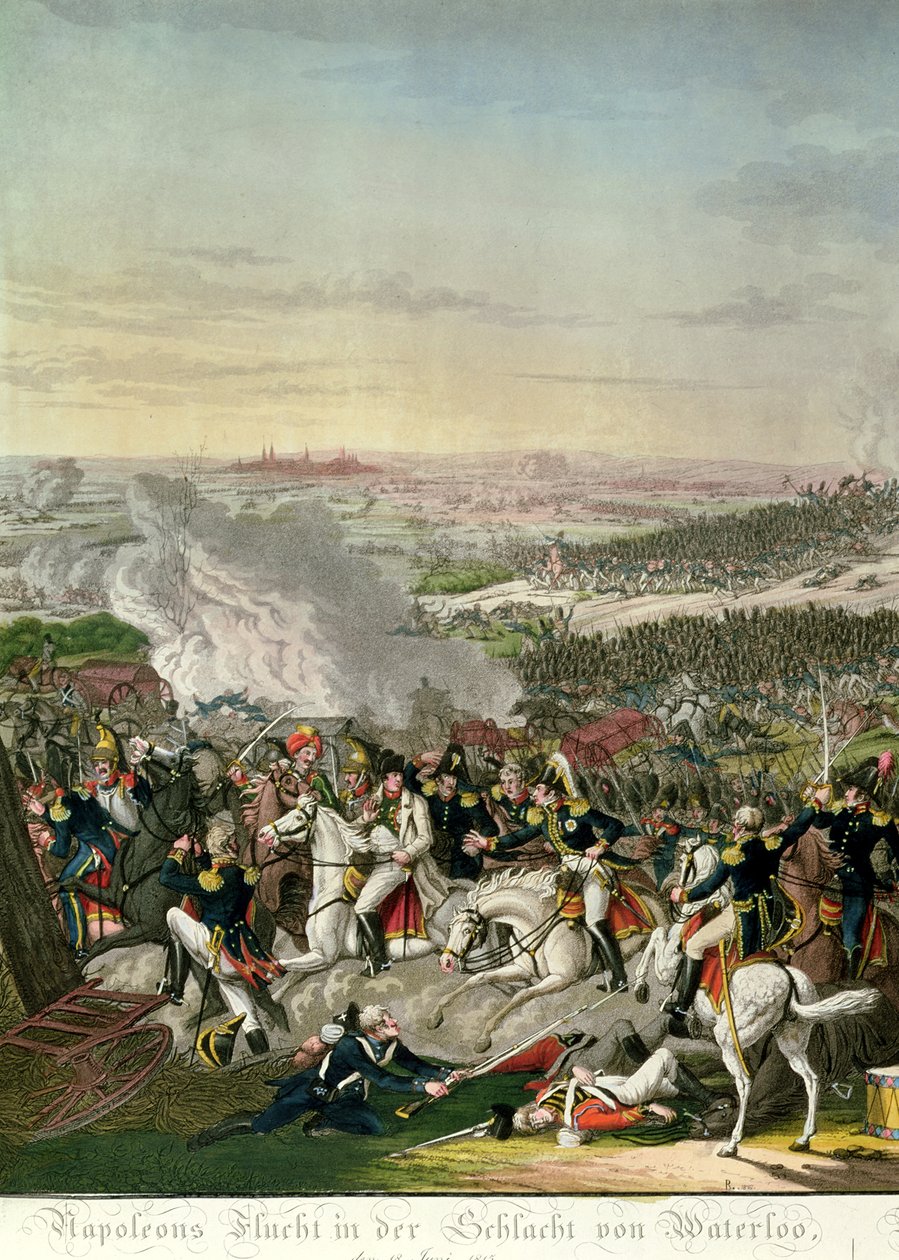 ナポレオン1世の飛行（1769-1821）ウォータールーの戦い、1815年6月18日、1816年 作： ヨハン・モーリッツ・ルゲンダス