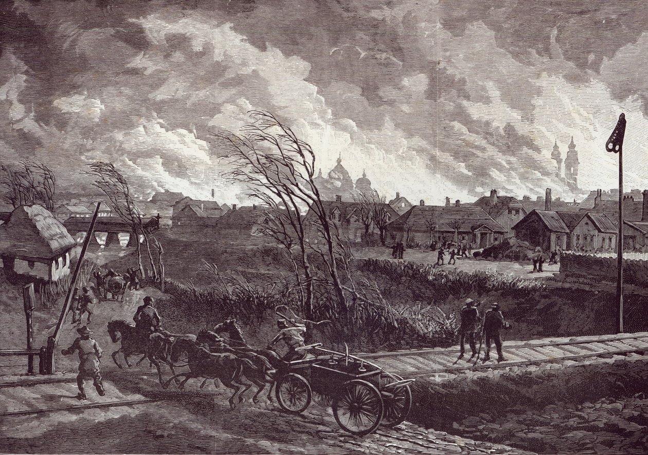 1845年5月1日、The Illustrated London Newsのレンベルク近郊のストライクの焼却 作： ヨハン・ネポムク・シェーンベルク
