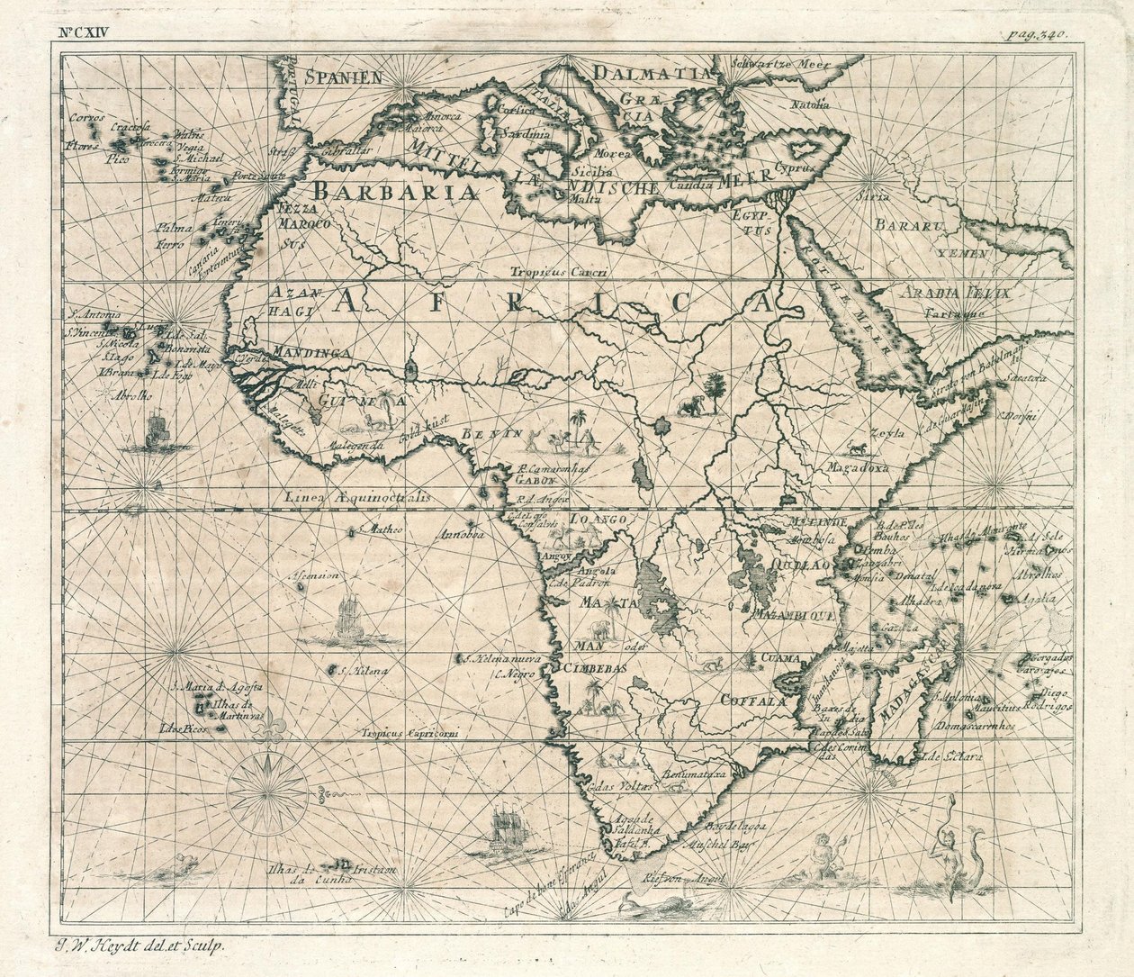 アフリカの地図 作： ヨハン・ヴォルフガング・ハイト
