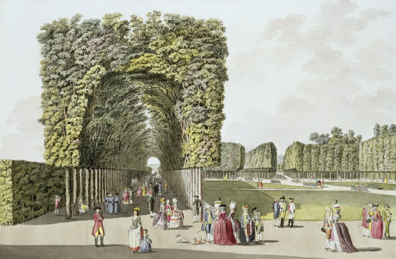 ウィーンのアウスガルテンの庭園の一部、「ウィーンとその周辺のプレジャーガーデン」から1790年頃出版 作： ジョン・ジーグラー