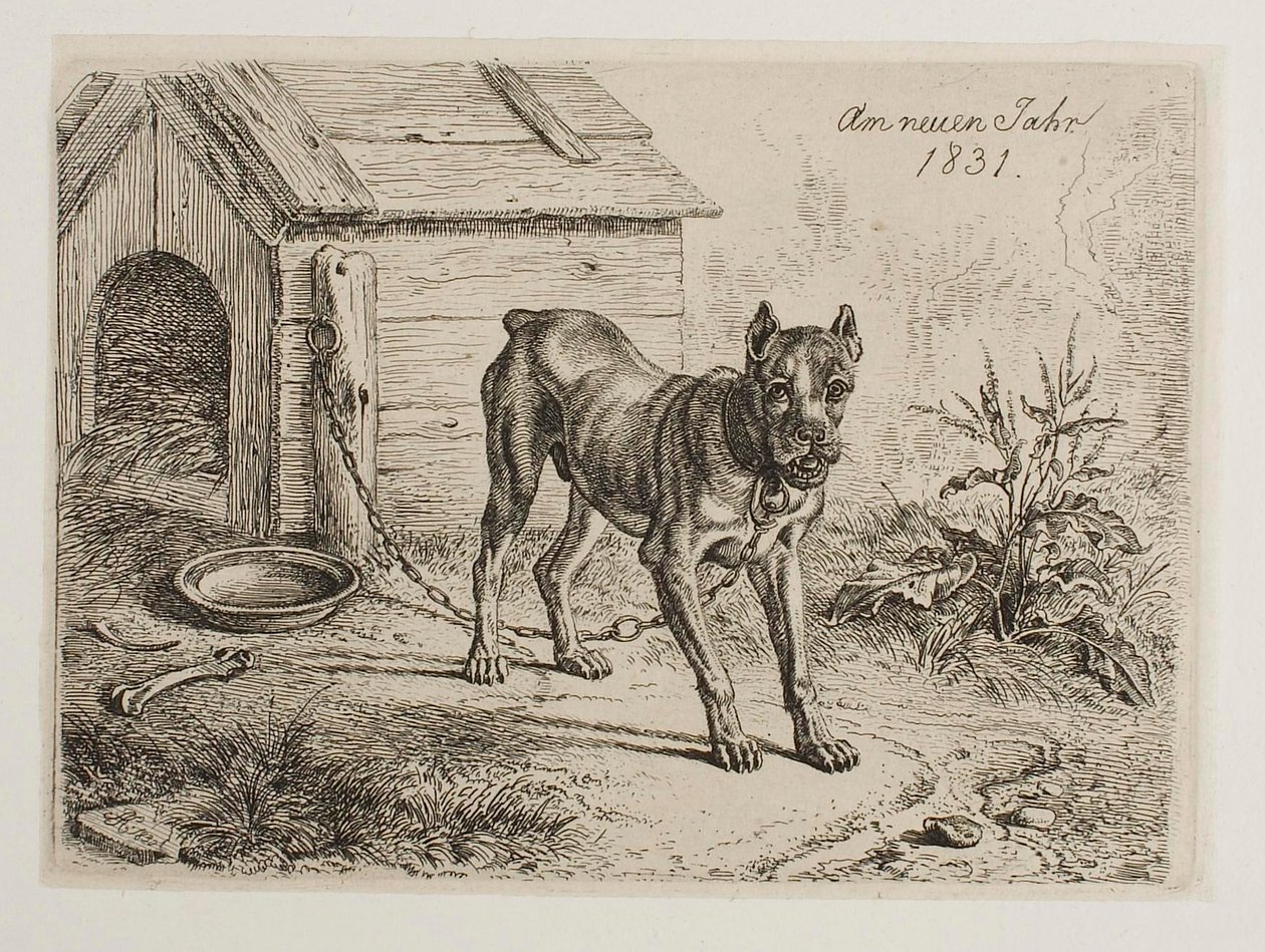 1831年の正月。Dog 作： ヨハン・アダム・クライン