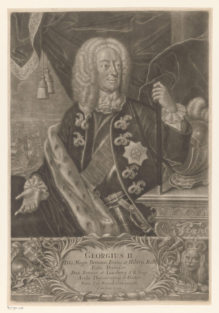 英国王ジョージ 2 世の肖像 作： Johann Andreas Pfeffel（若い）（おそらく）