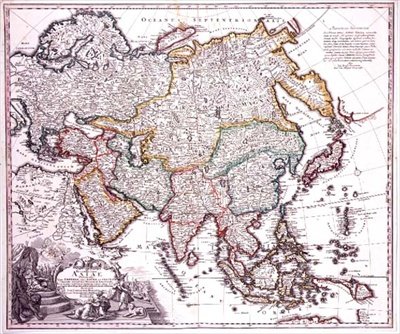 小アジア、アラビア、日本、1725年頃（彩色画） 作： ヨハン・バプティスタ・ホーマン