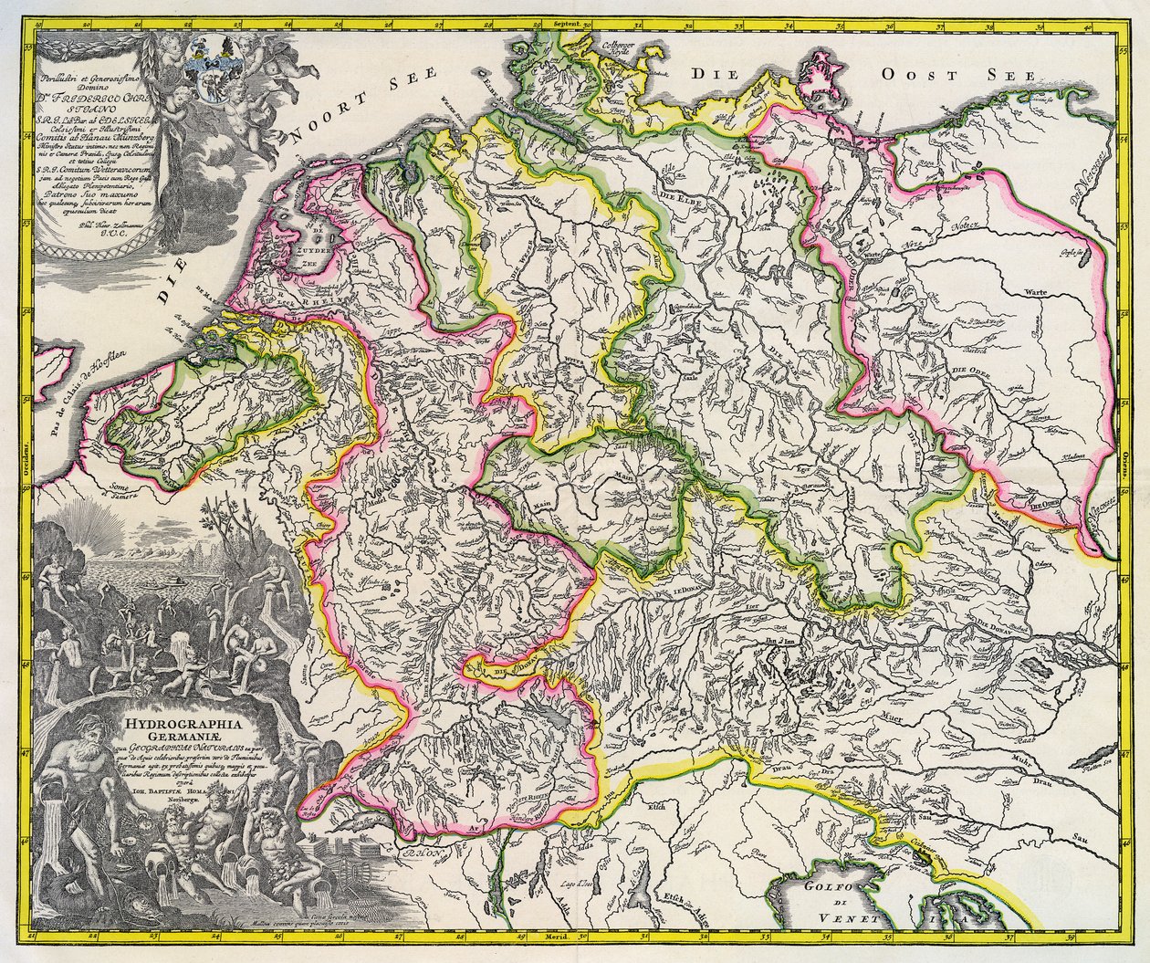 ドイツの水路地図、1720 年頃 (彫刻) 作： ヨハン・バプティスタ・ホーマン