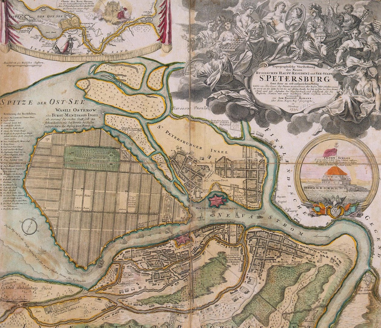 サンクトペテルブルクマスタープランの地図1718〜1719 作： ヨハン・バプティスタ・ホーマン