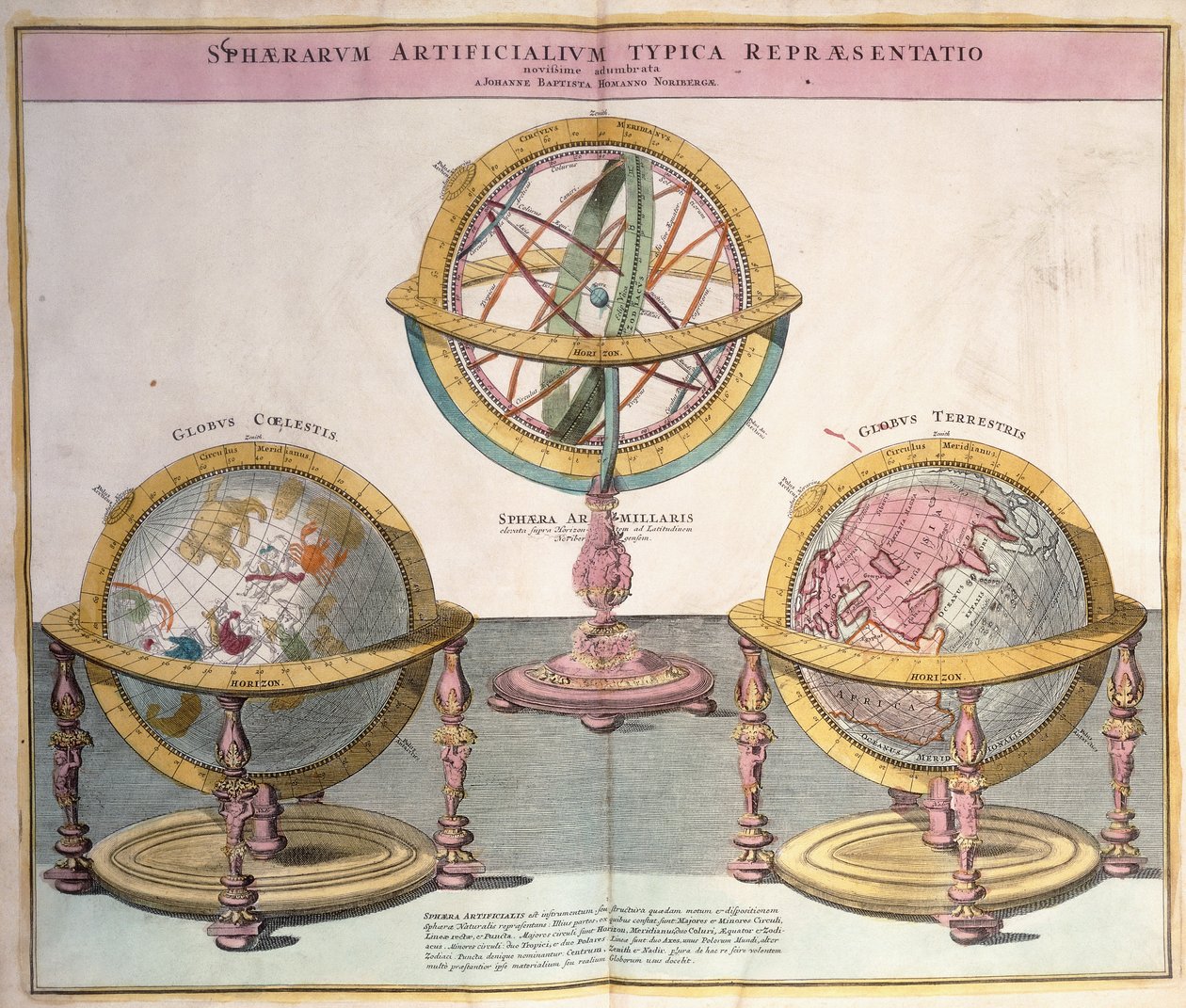 Grosser Atlasの世界のビネット、1725年 作： ヨハン・バプティスタ・ホーマン