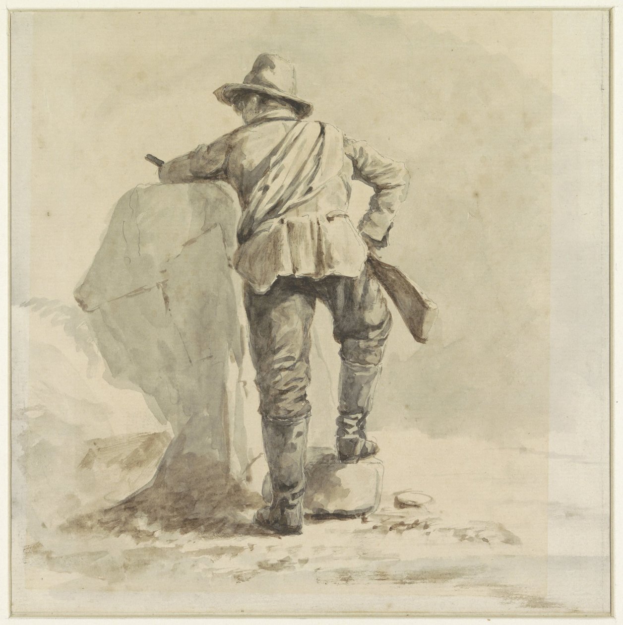 後ろから見た休憩中の男の子 作： Johann Bernard Klombeek