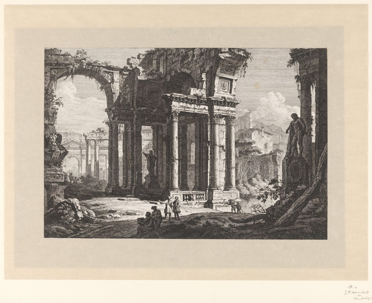 Ruins met de Farnese Hercules 作： ヨハン・フェルディナンド・ヘッツェンドルフ・フォン・ホーエンベルク