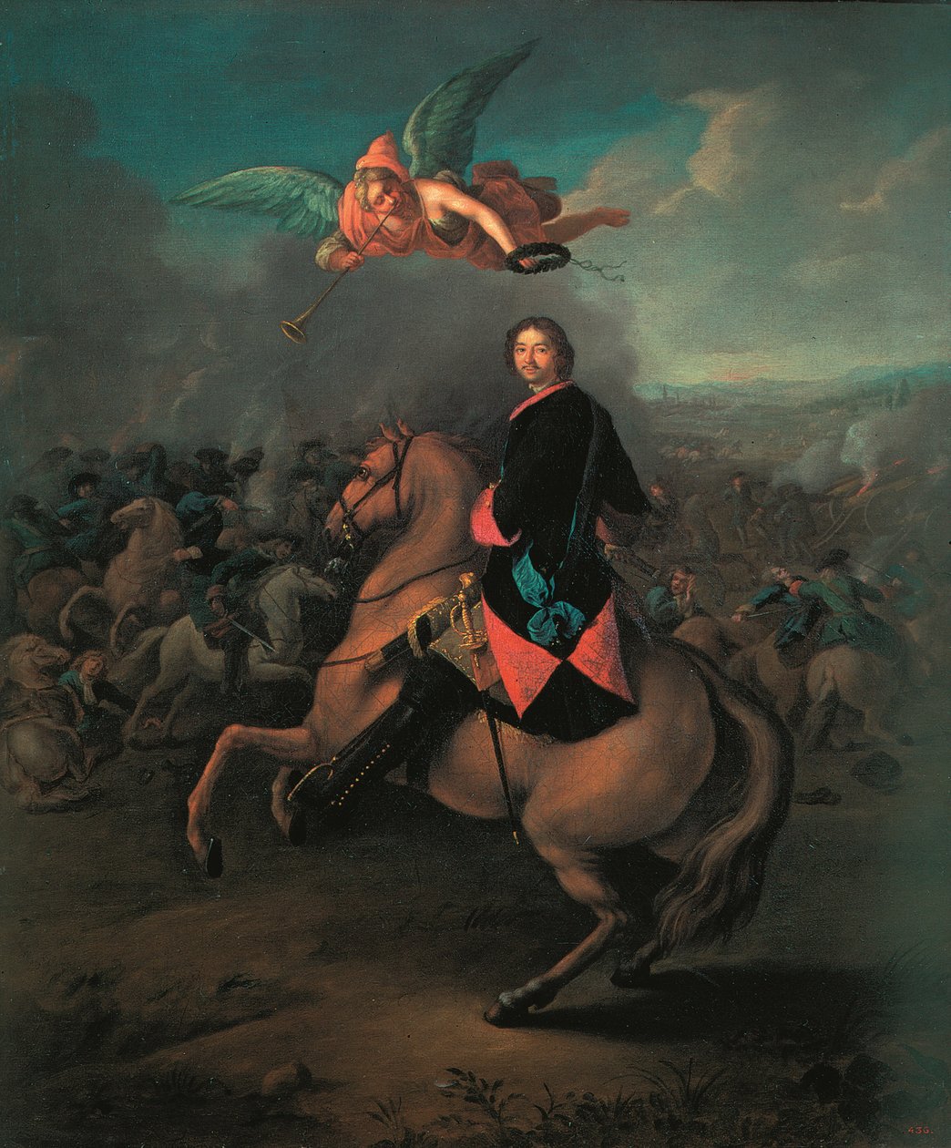 1710年代のポルタヴァの戦いにおけるピーター1世 作： ヨハン・ゴットフリート・タンナウアー