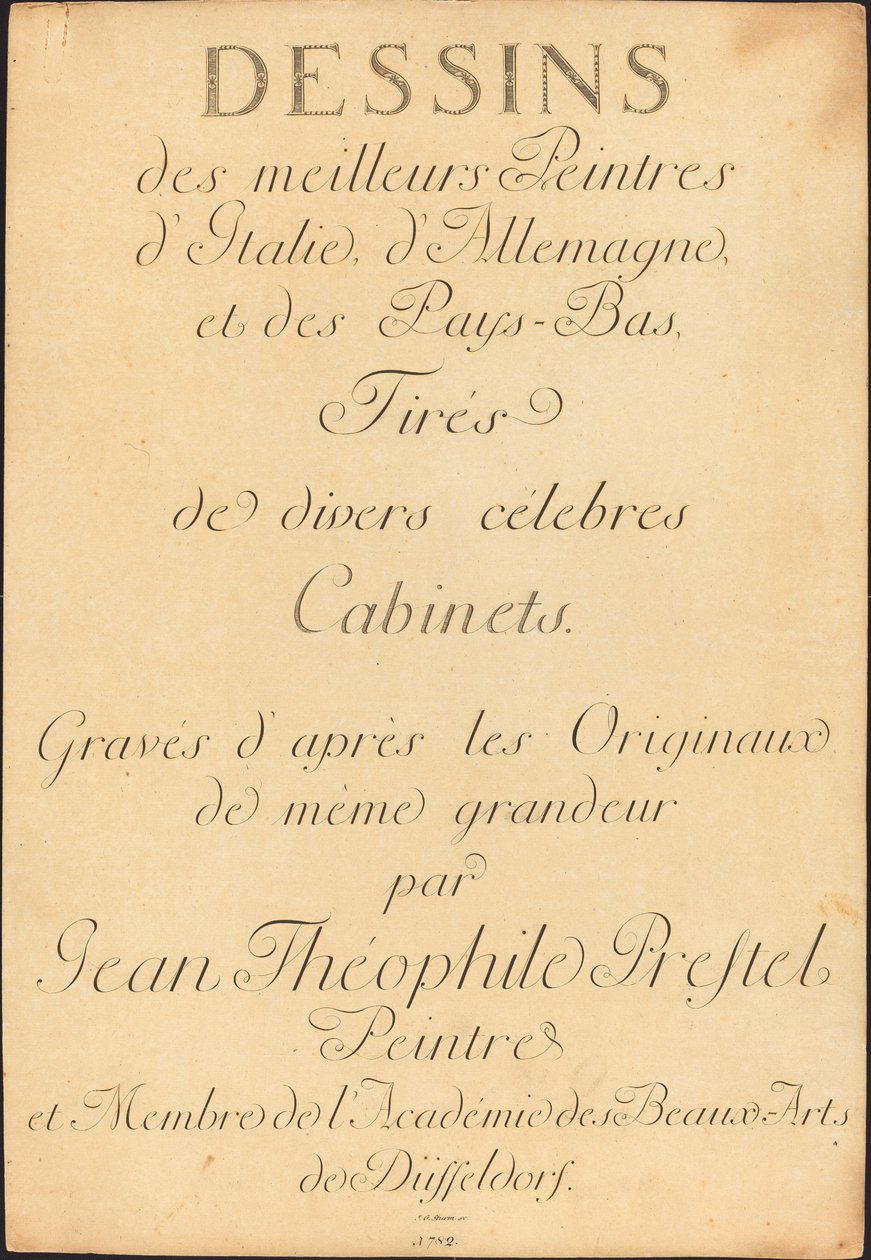 イタリア、ドイツ、オランダの最高の画家によるさまざまな有名なキャビネットからのドローイング 作： Johann Gottlieb Prestel、Maria Catharina Prestel、およびReginaSchönecker