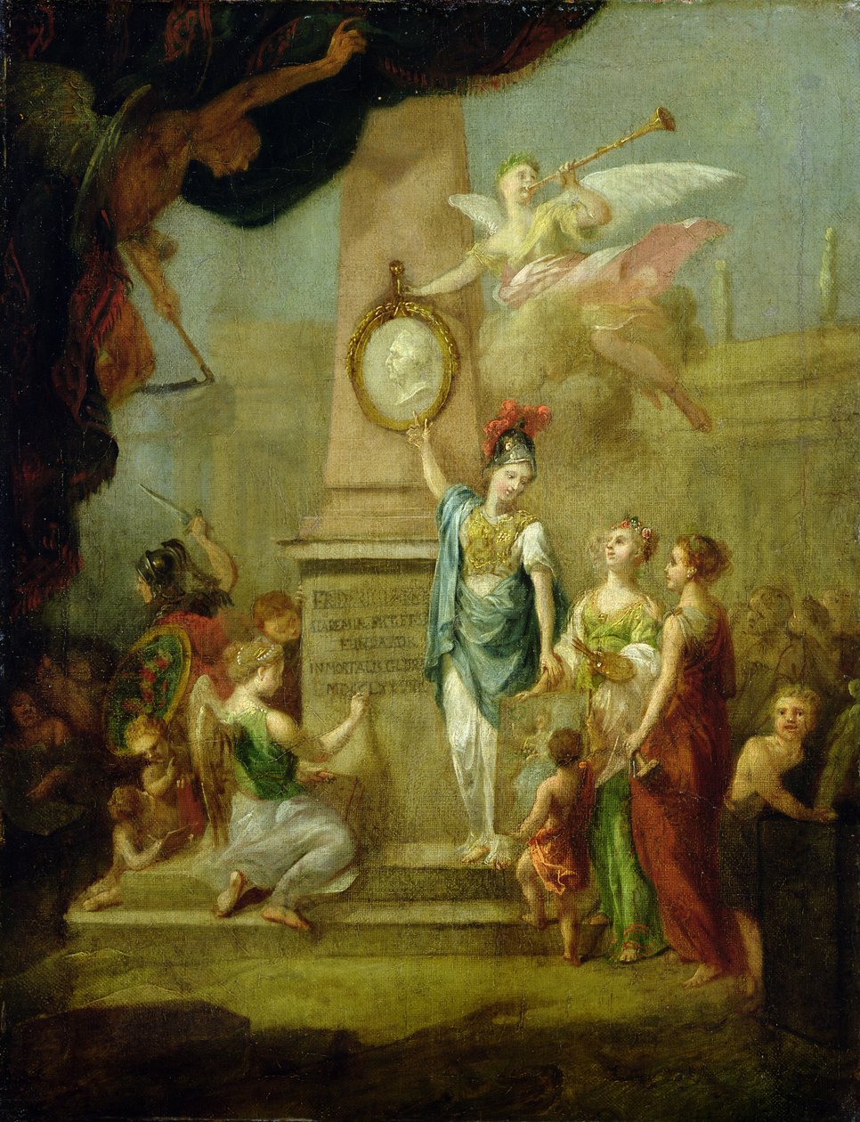 カッセル芸術アカデミーの設立を代表する寓話、c.1778 作： Johann Heinrich Tischbein