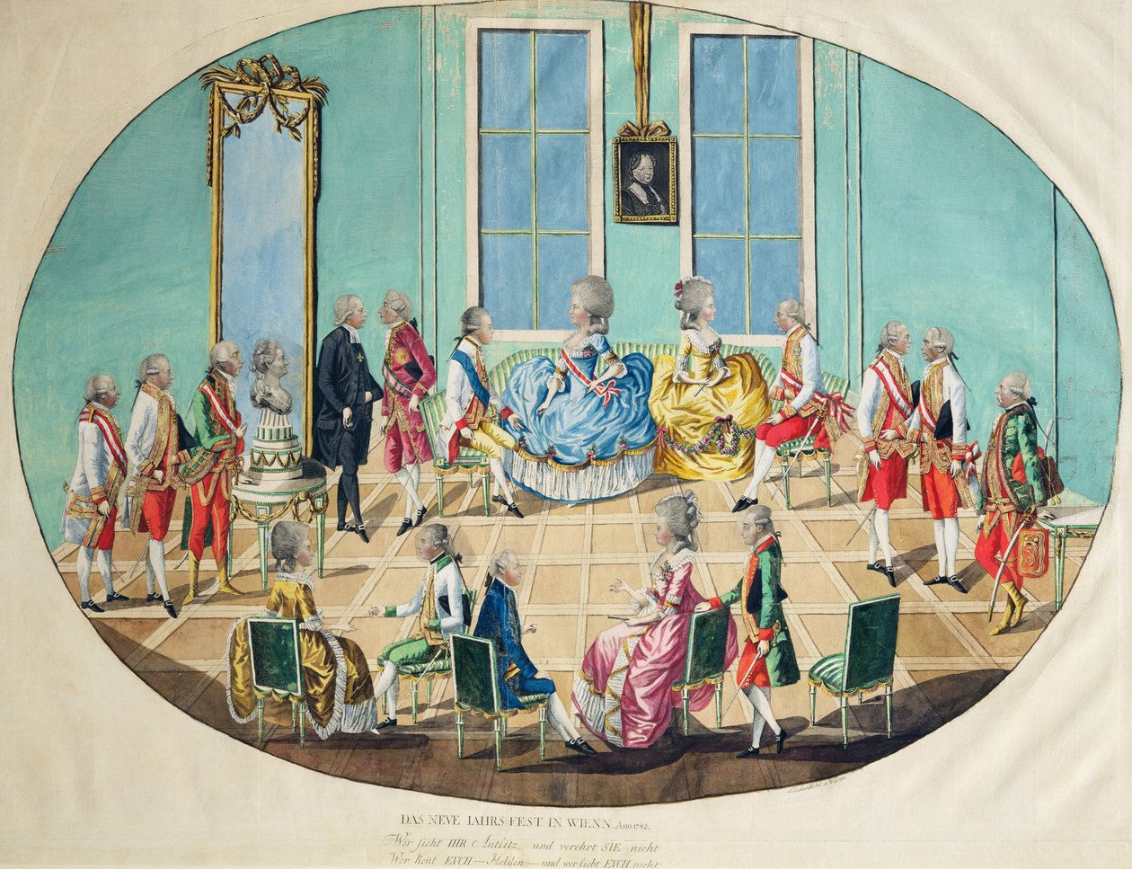 1782年、1783年のウィーンでの新年のお祝い（WCによる銅版画） 作： ヨハン・ヒエロニムス・レッシェンコール