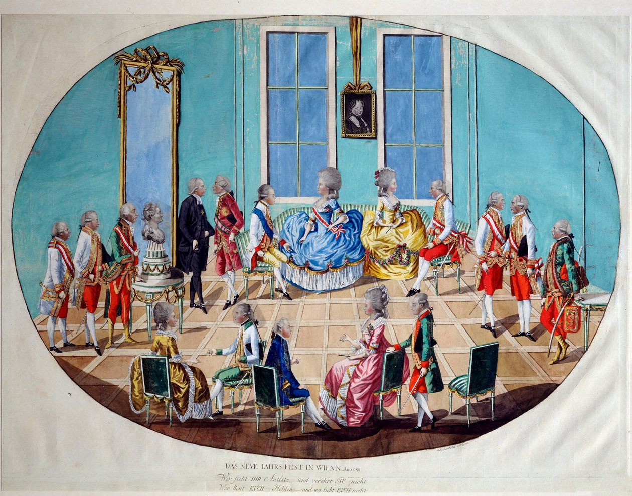 1782年、1783年のウィーンの新年のお祝い。 作： ヨハン・ヒエロニムス・レーシェンコール