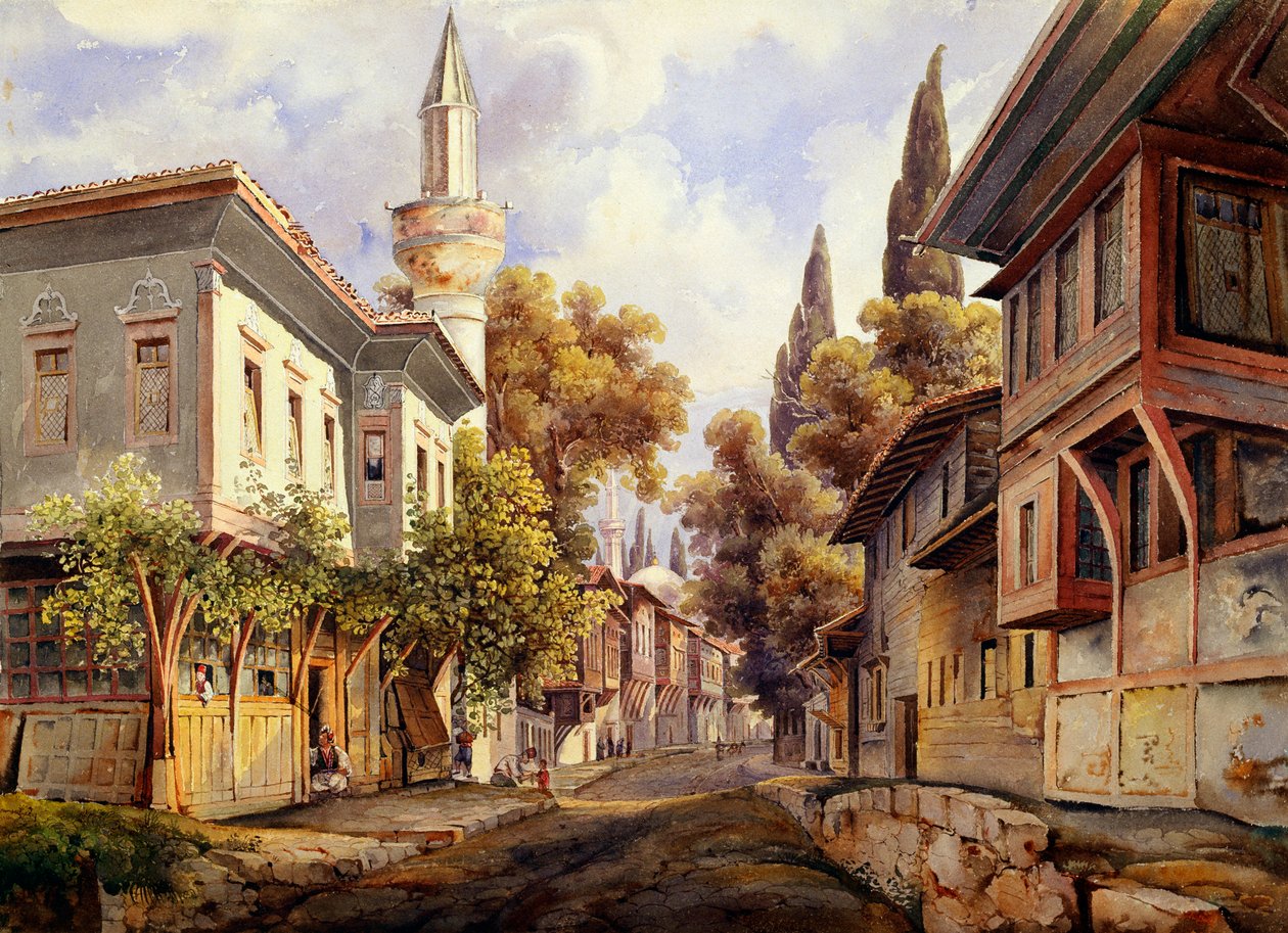 「コンスタンティノープルの通り」、1835 作： Johann Jakob Wolfensberger