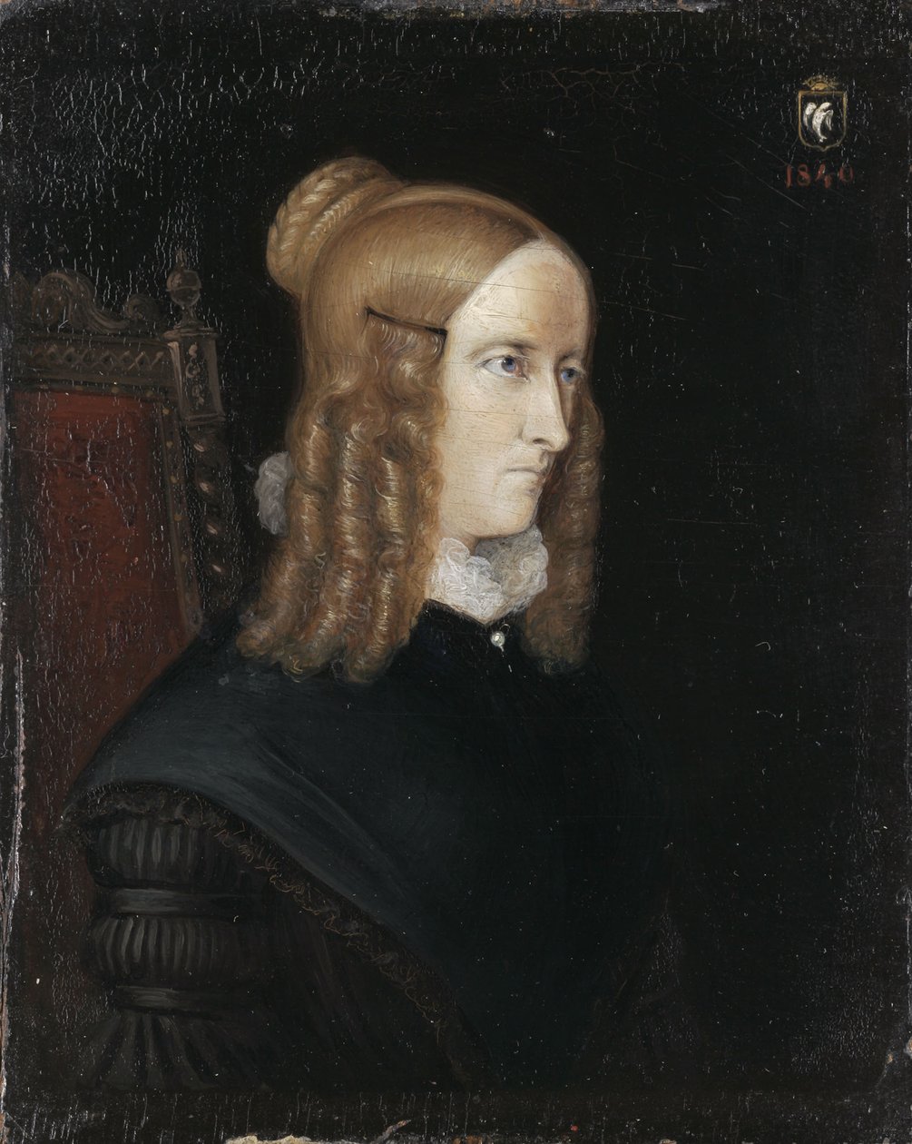 アネット・フォン・ドロステ＝ヒュルショフの肖像 1797～1848年、1840年 作： ヨハン・ジョセフ・スプリック