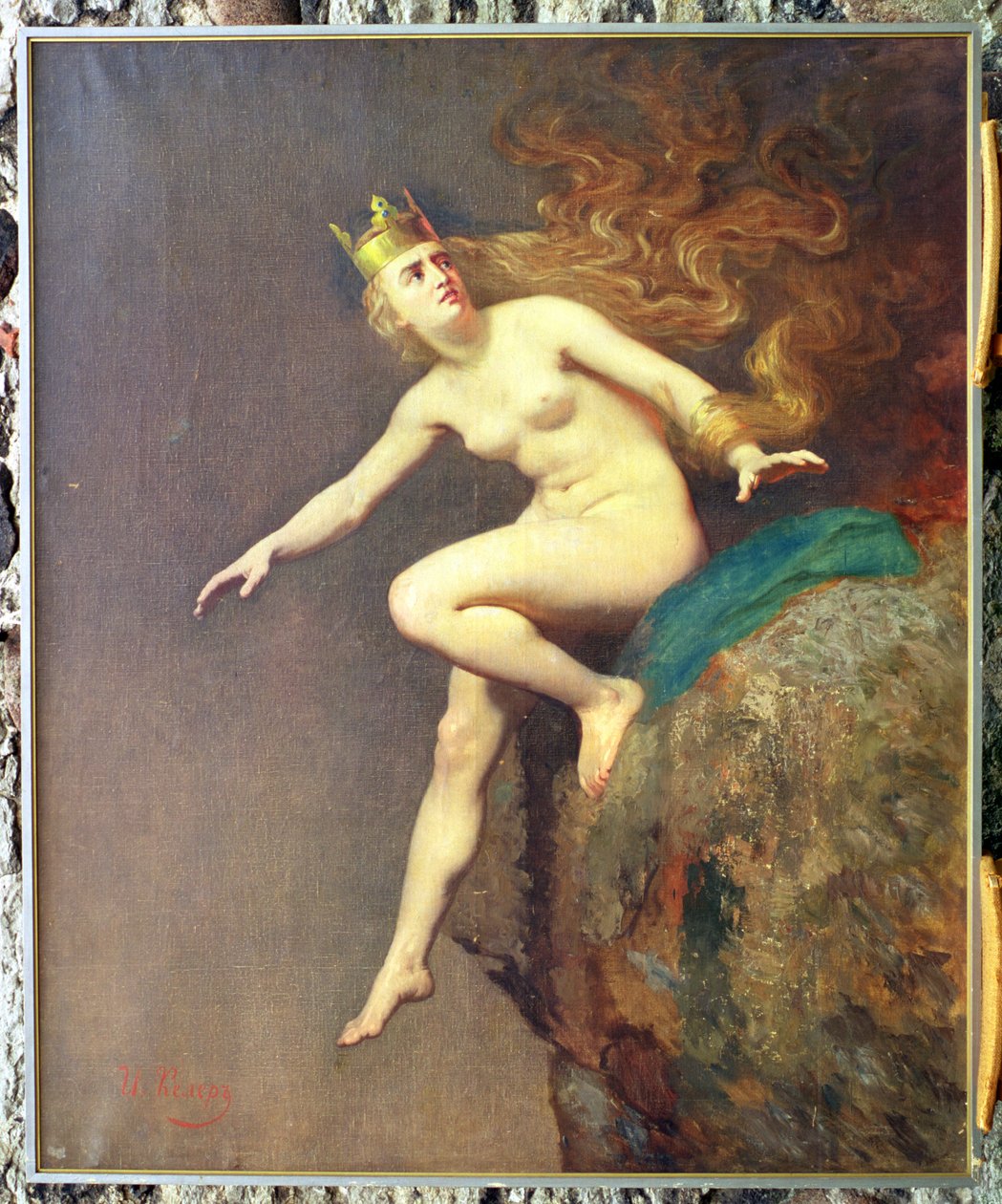 ローレライ、絵画の研究、修道士によるローレライの即決、1887 作： ヨハン・コラー