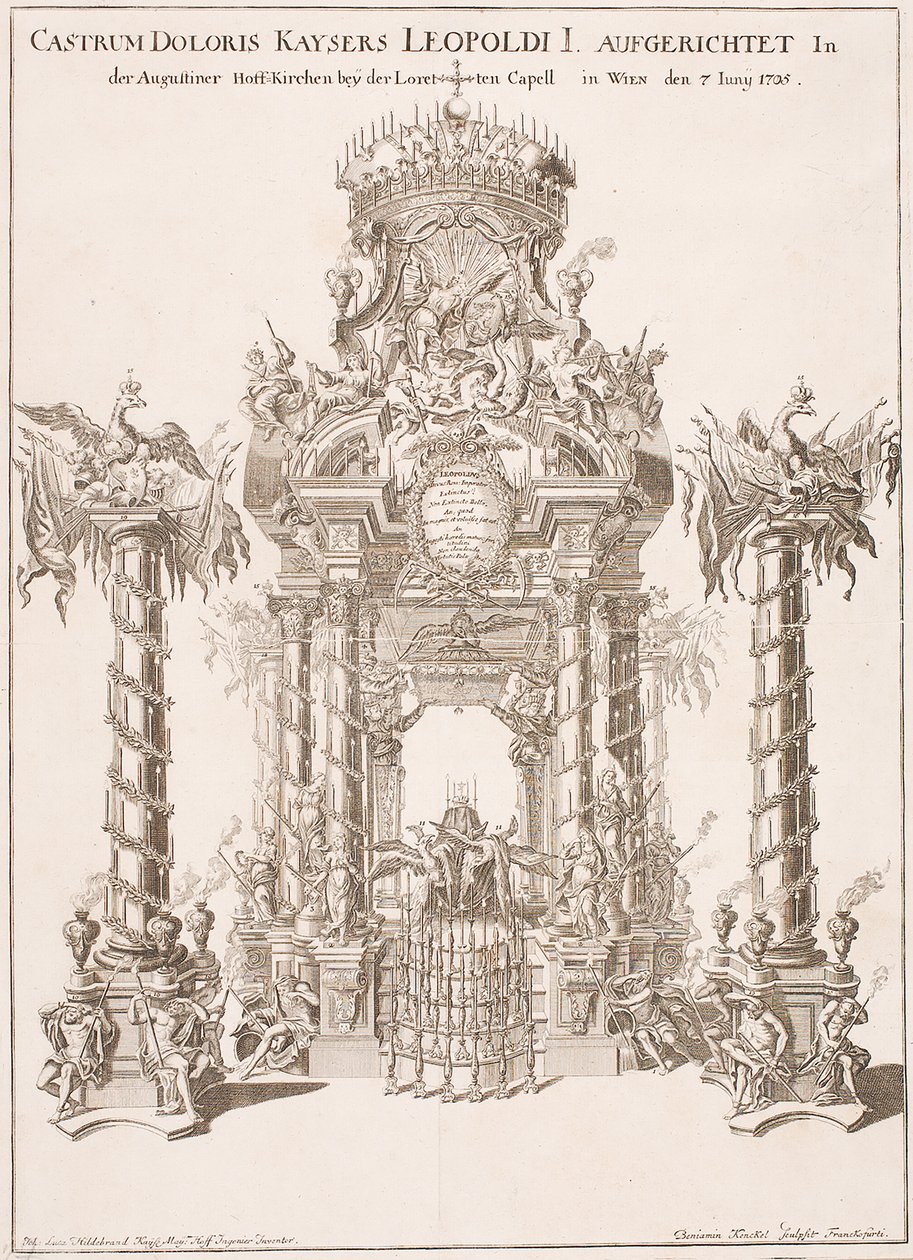 1705年、ウィーンのアウグスティヌス教会にある皇帝レオポルド1世の喪の足場 作： ヨハン・ルーカス・フォン・ヒルデブラント