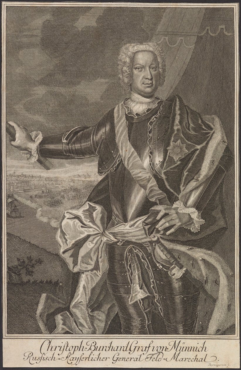 ブルクハルト・クリストフ・フォン・ミュンニッヒ伯爵の肖像 1683-1767年 作： ヨハン・マーティン・ベルニゲロス