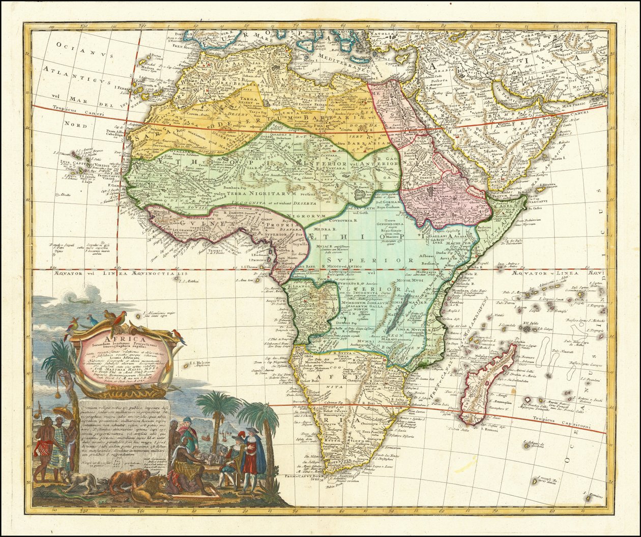 ヨハン・マティアス・ハーゼによる1737年のアフリカ地図 作： ヨハン・マティアスうさぎ