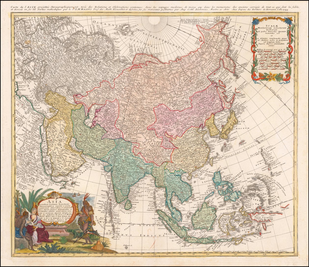 ヨハン・マティアス・ハーゼによる1744年のアジア地図 作： ヨハン・マティアスうさぎ