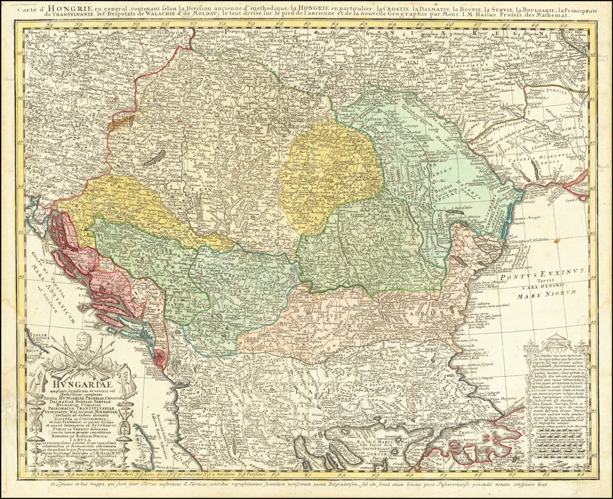 1744年、ヨハン・マティアス・ハーゼによるハンガリー王国を中心としたバルカン半島の地図 作： ヨハン・マティアスうさぎ