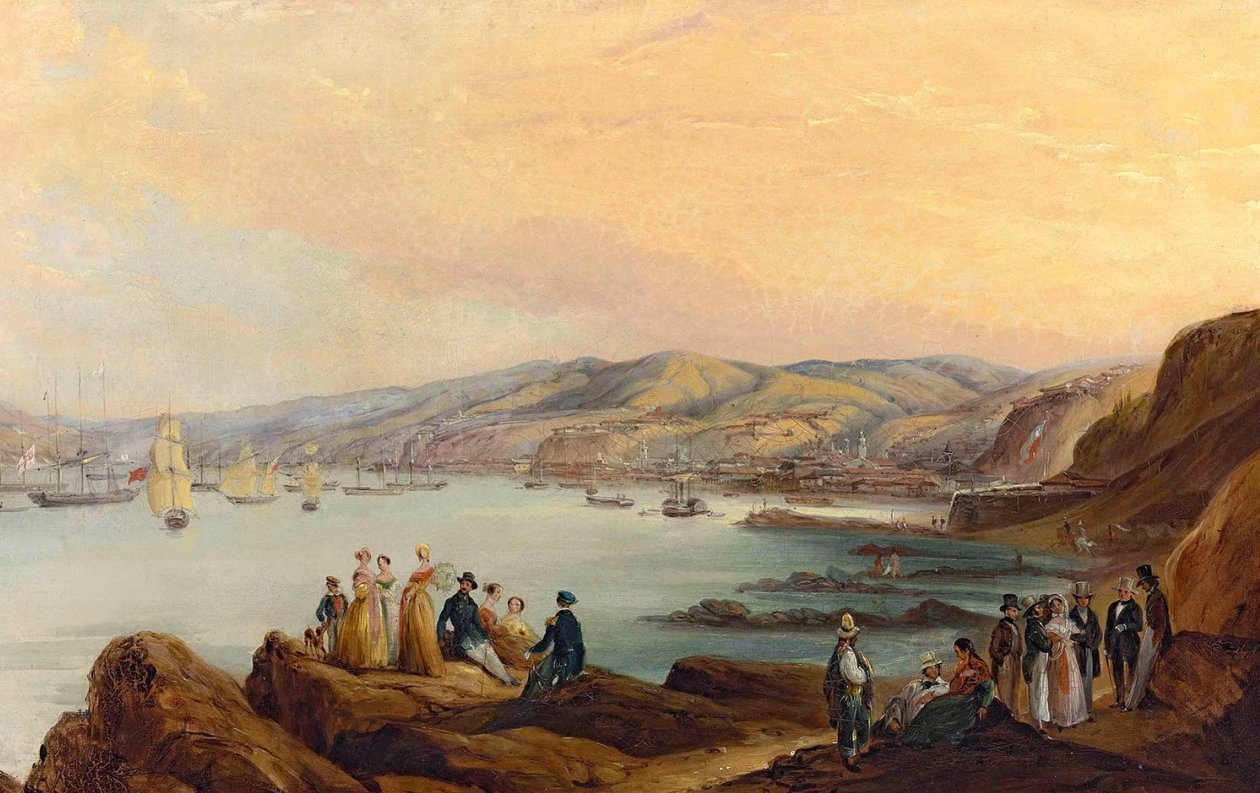 スペイン語： Caleta el membrillo, Valparaíso または Personajes de Valparaíso 作： ヨハン・モーリッツ・ルゲンダス