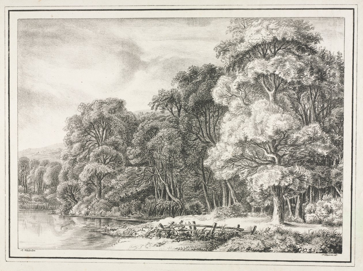 湖のある森の風景 1811年～1816年 作： Johann Nepomuk Strixner