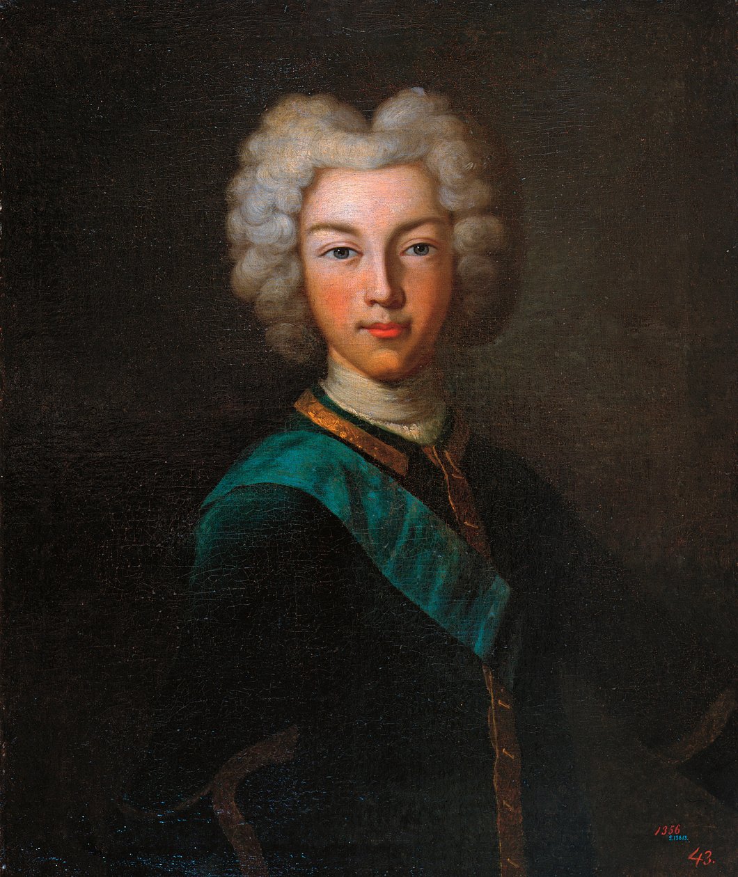 ロシアの皇帝ピョートル 2 世の肖像 (ロシアの皇帝ピーター 2 世の肖像) - Johann Paul Luedden (Ludden) (?-1739) による絵画、キャンバスに油彩、1720 年後半 - 国立野外博物館パブロフスク宮殿、サンクトペテルブルク (ロシア） 作： ヨハン・ポール（d.1739）ルーデン