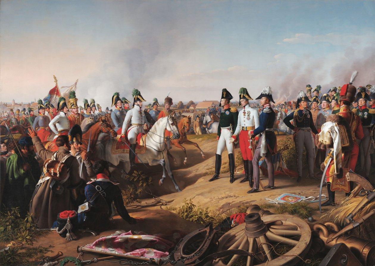 ライプツィヒの戦い後の勝利宣言（1813年 作： ヨハン・ペーター・クラフト