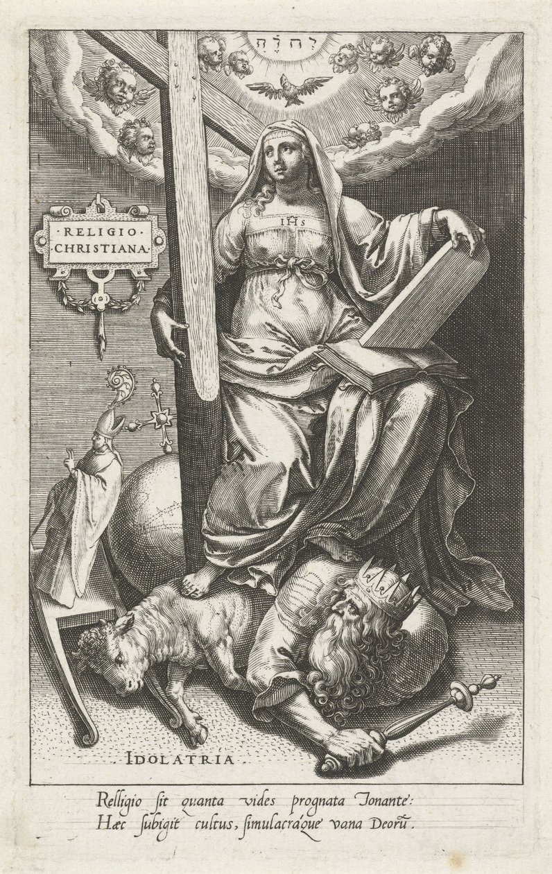 キリスト教の宗教 (Religio Christiana) は偶像崇拝 (Idolatria) を克服する Religio Christiana (オブジェクトのタイトル) 美徳は悪徳に打ち勝つ（シリーズタイトル） 作： ヨハン・サデラー（I）
