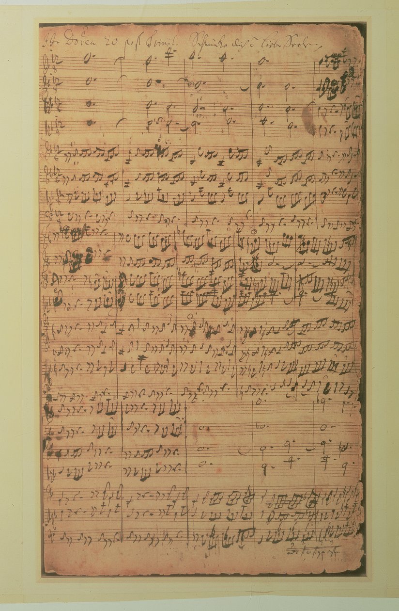 自筆稿、カンタータBWV180「Schmucke dich o liebe Seele」J.S.バッハ作曲（紙にインク） 作： ヨハン・セバスチャン・バッハ