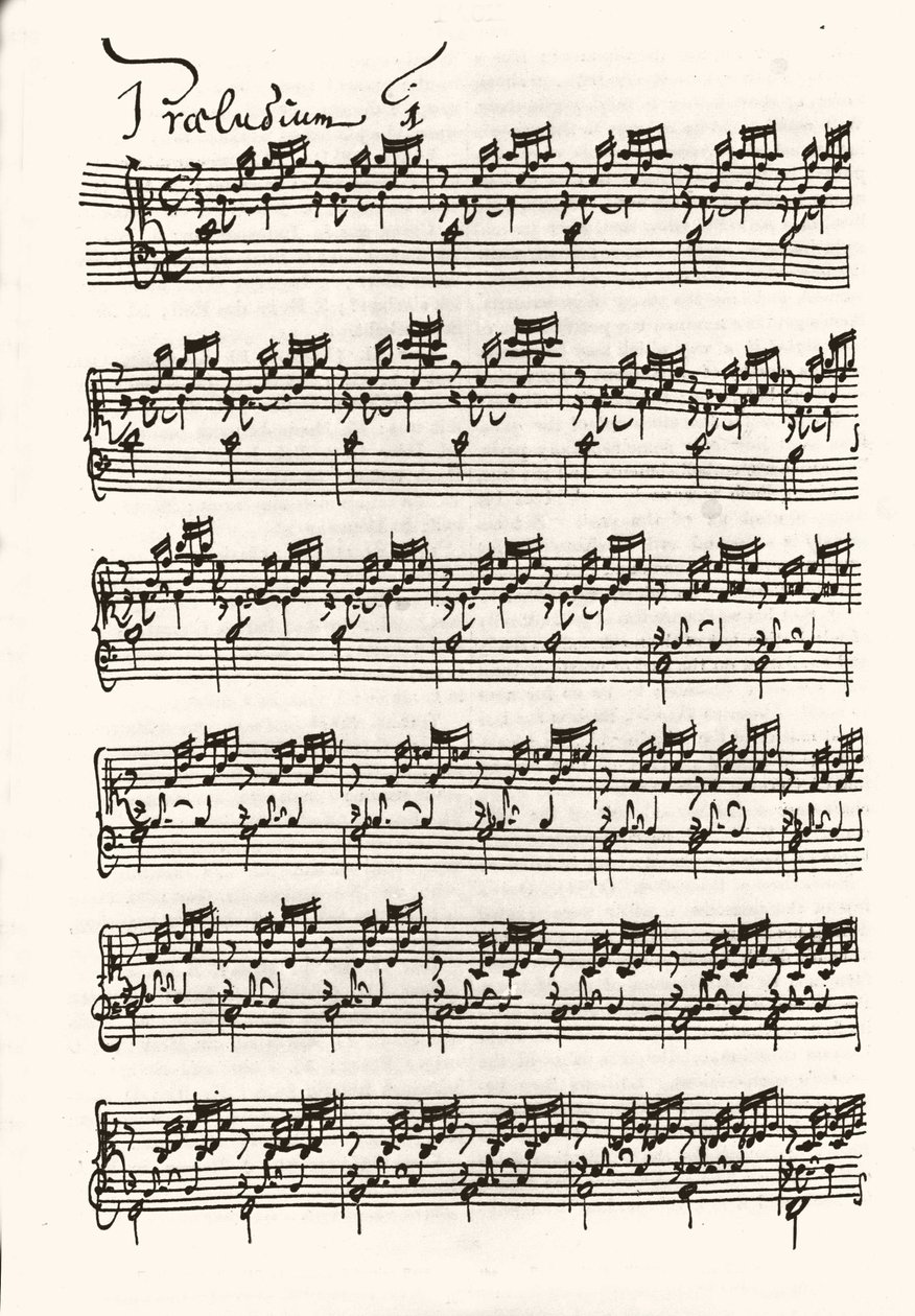 ジーン・セバスティアン・バッハの楽譜のページ（Johann Sebastian Bach 作： ヨハン・セバスチャン・バッハ