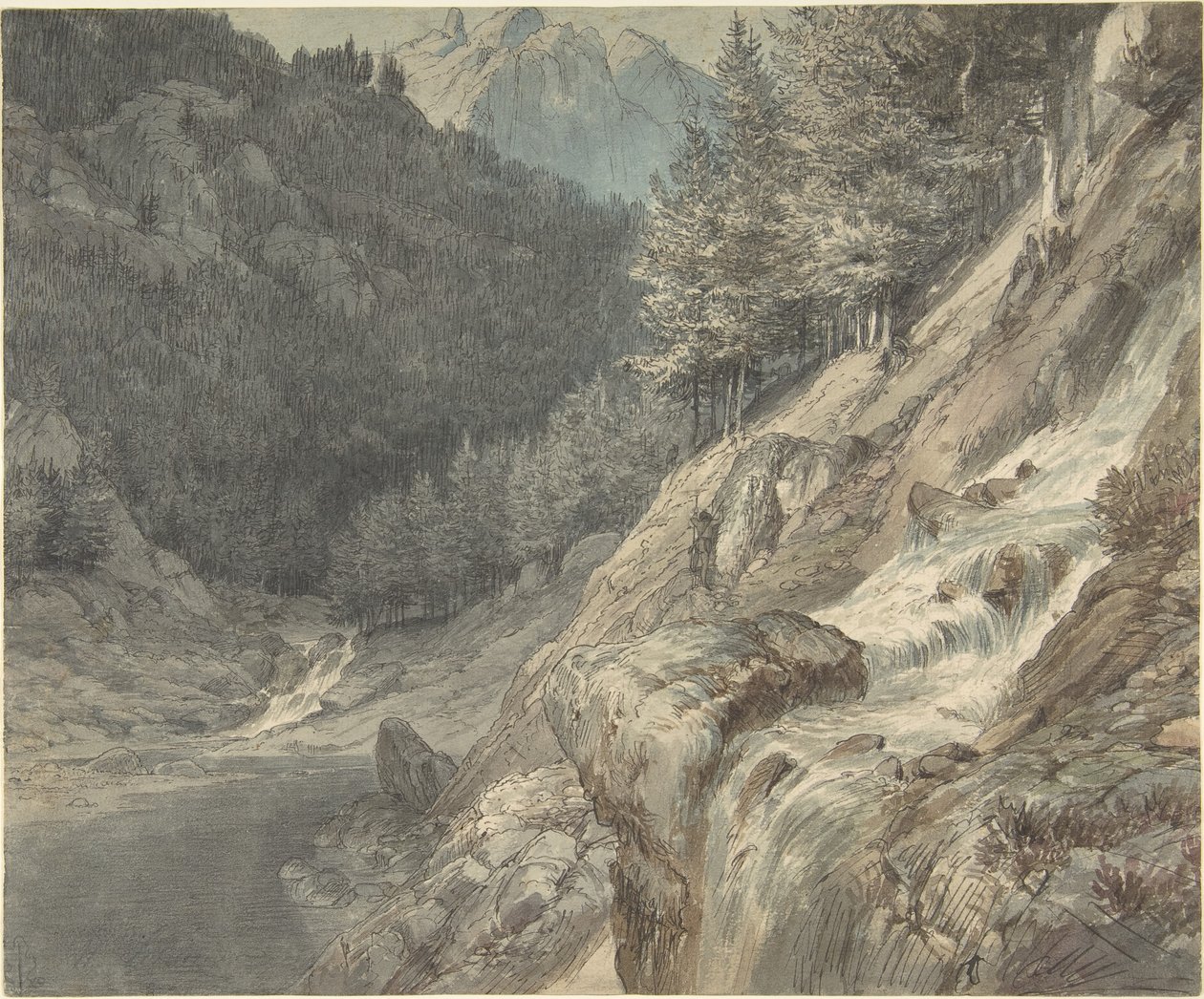 川のある山岳風景 作： ヨハン・ヴィルヘルム・シルマー