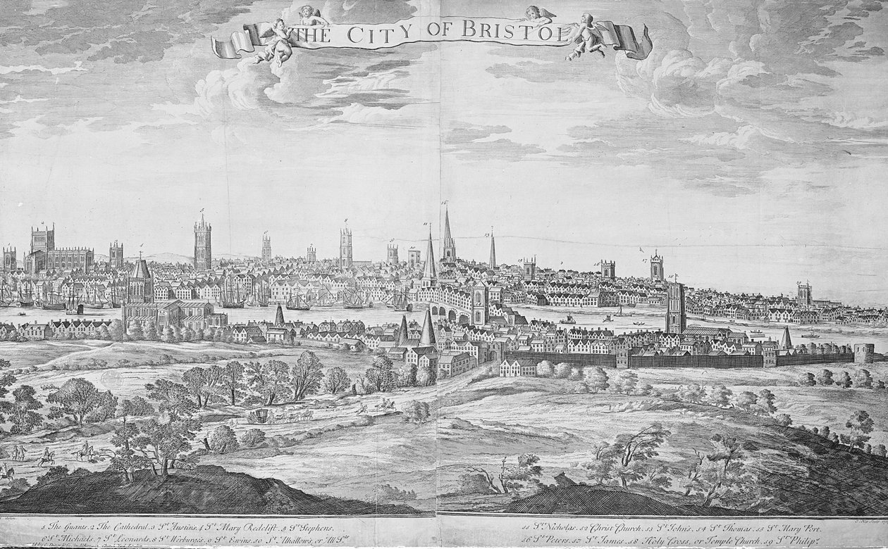 ブリストル市（キー付き）、1717 作： ヨハネス・キップ