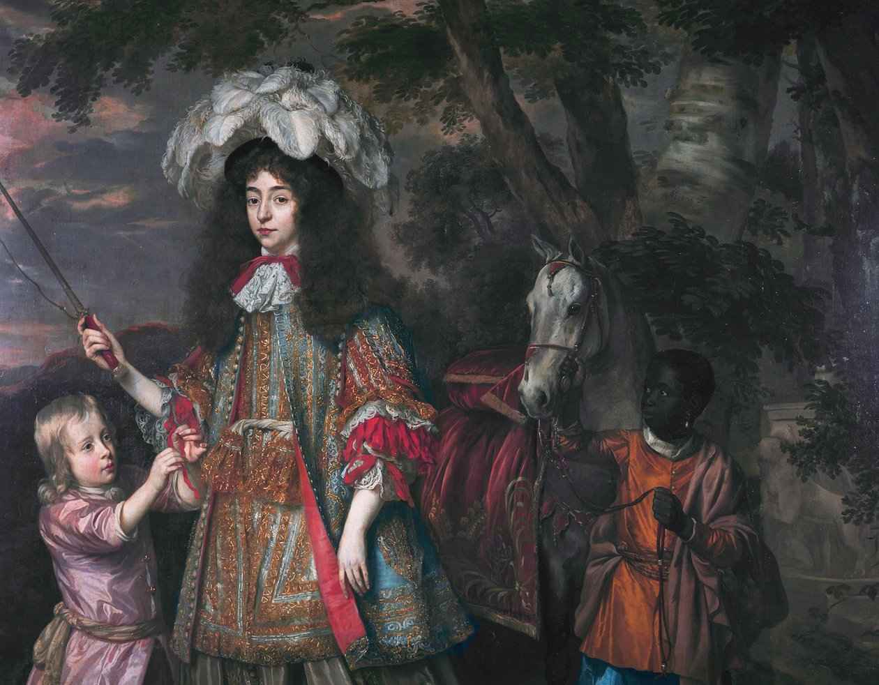 オレンジのマリアの肖像（1642-1688）、ヘンドリクファンズイレシュタイン（1673年）と使用人 作： ヨハネス・マイテンス